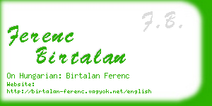 ferenc birtalan business card